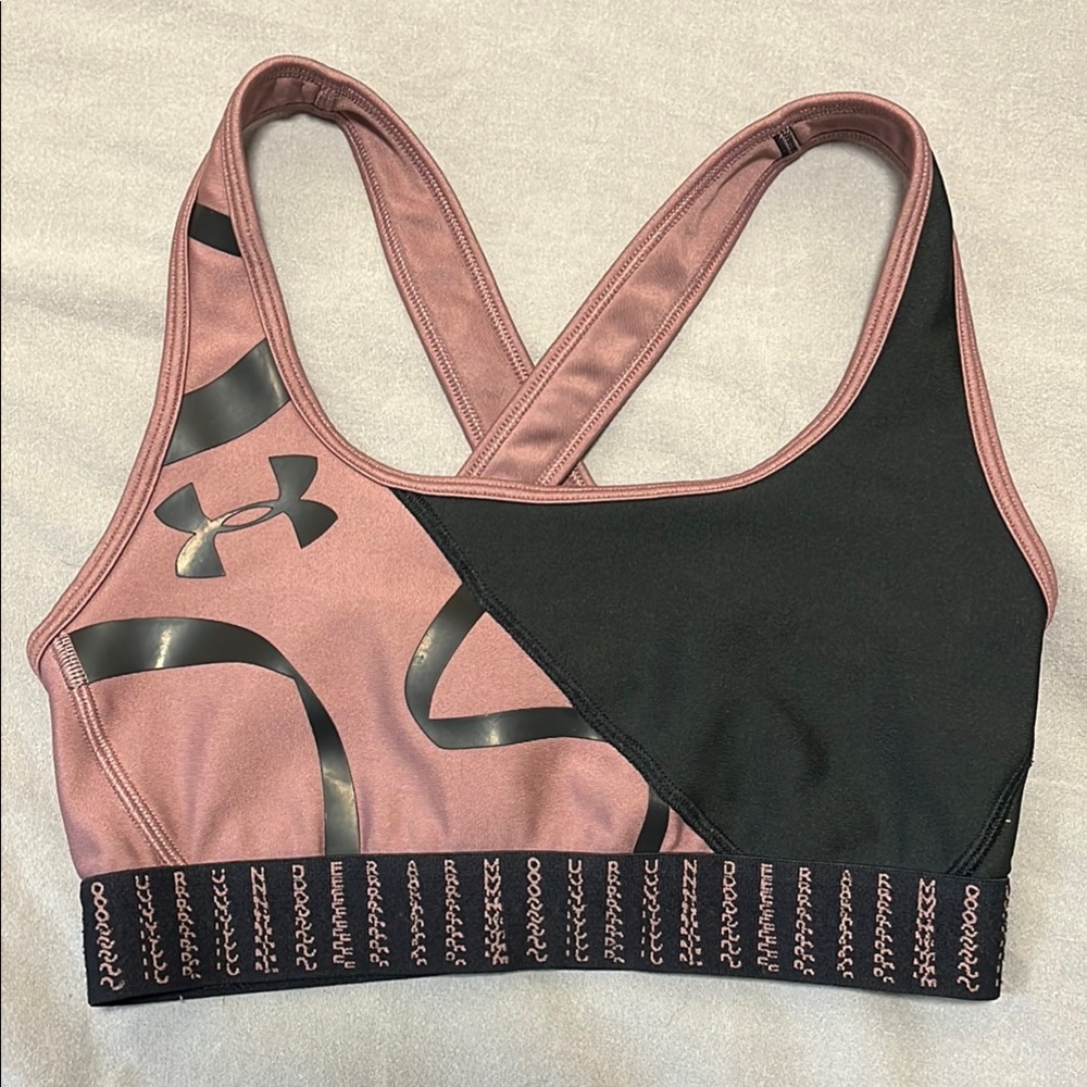 Under Armour Pink and Black Racerback Sports Bra